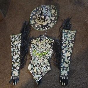 Sequin Cowgirl Bodysuit with Hat and Gloves